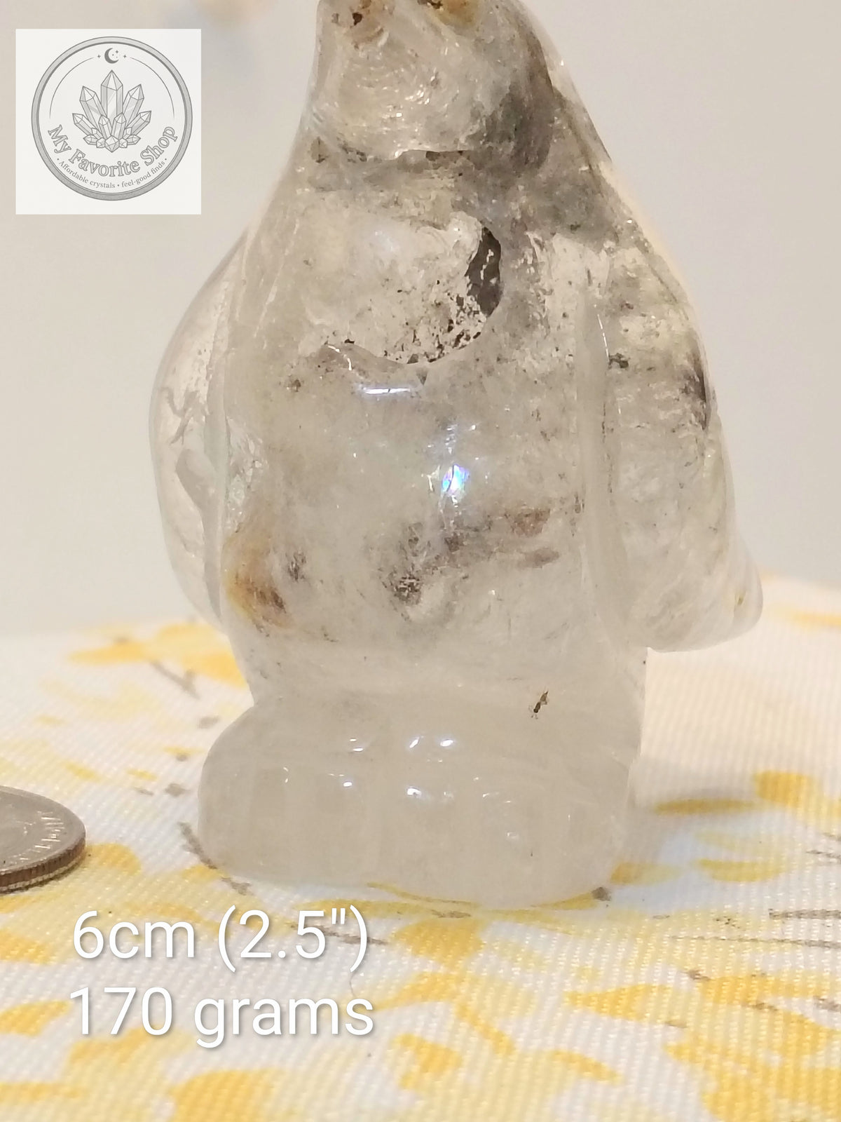 Enchanted Lodolite Penguin Carving | Natural Garden Quartz 🐧