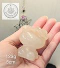 Hand-Carved Quartz Hello Kitty Figurine – Hematoid Whisps & Hidden Rainbows