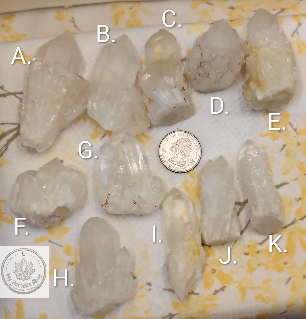 Raw Quartz Crystals & Clusters – Choose Your Exact Piece A–K