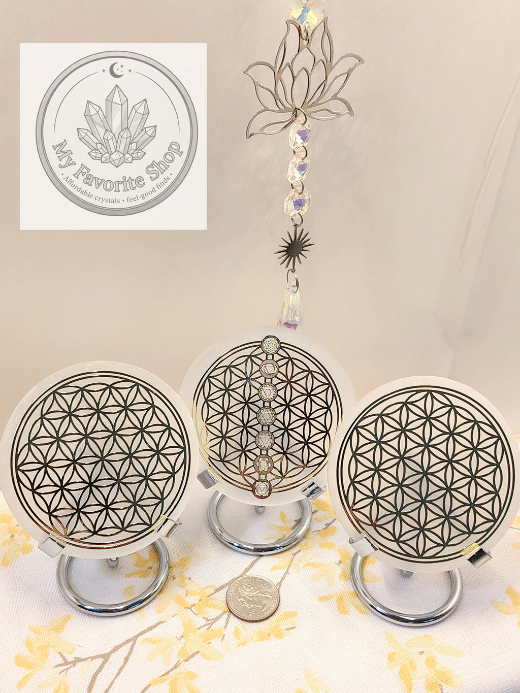 Selenite Charging Plate | 8.5cm Flower of Life Disc