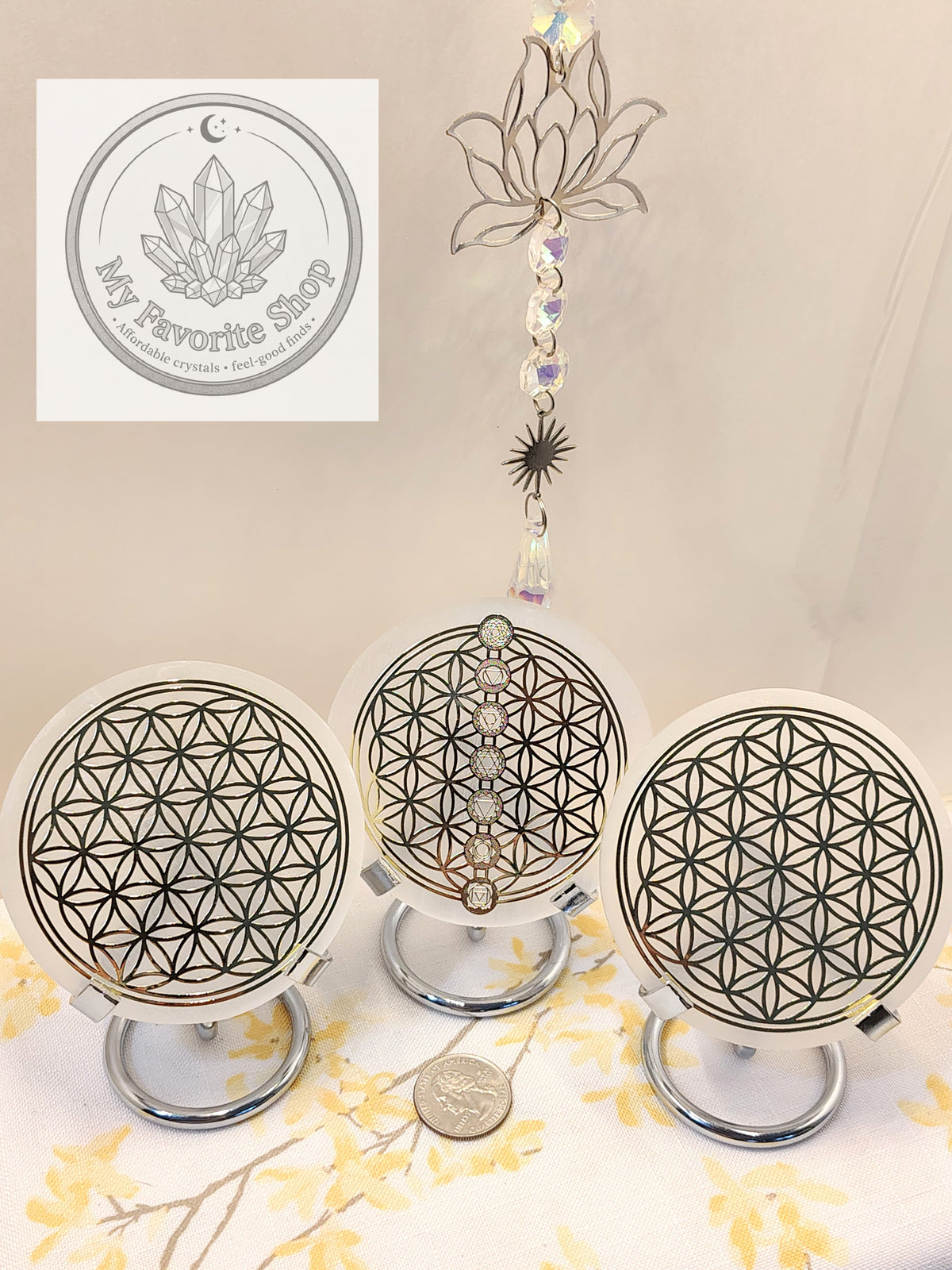 Selenite Charging Plate | 8.5cm Flower of Life Disc