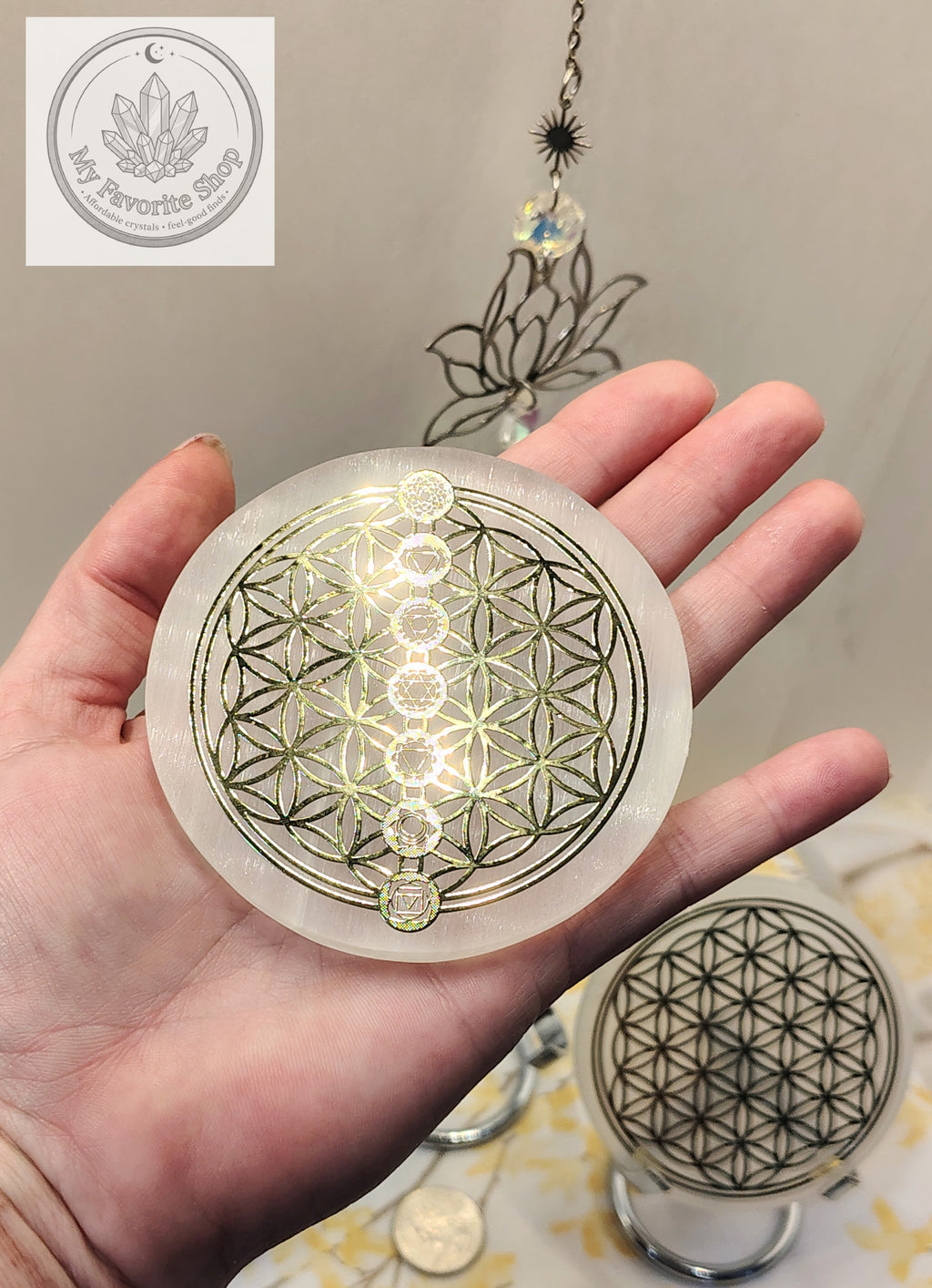 Selenite Charging Plate | 8.5cm Flower of Life Disc