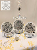 Selenite Charging Plate | 6cm Flower of Life & Chakra Disc