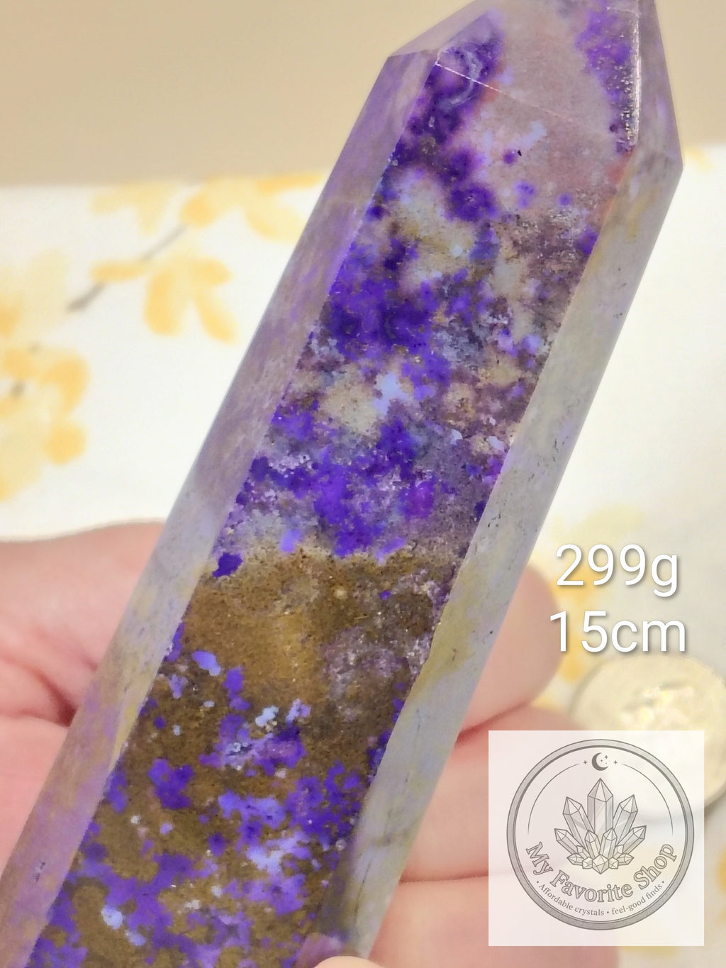 Purple-Dyed Natural Moss Agate Tower – 15 cm