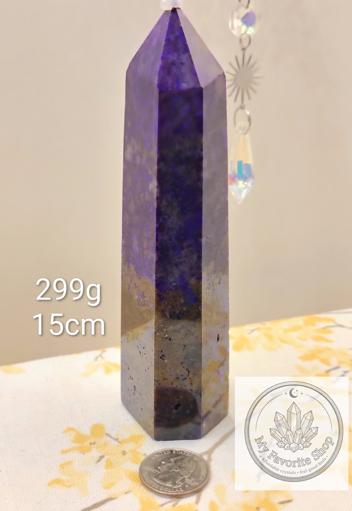Purple-Dyed Natural Moss Agate Tower – 15 cm