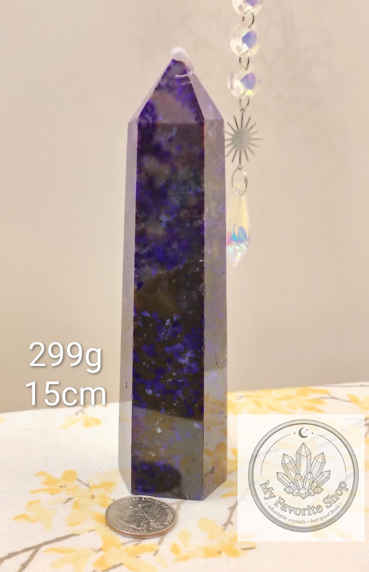 Purple-Dyed Natural Moss Agate Tower – 15 cm