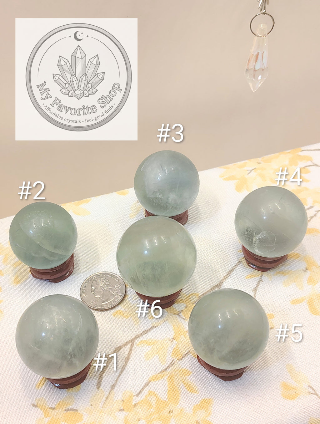 UV-Reactive Seafoam Green Fluorite Spheres
