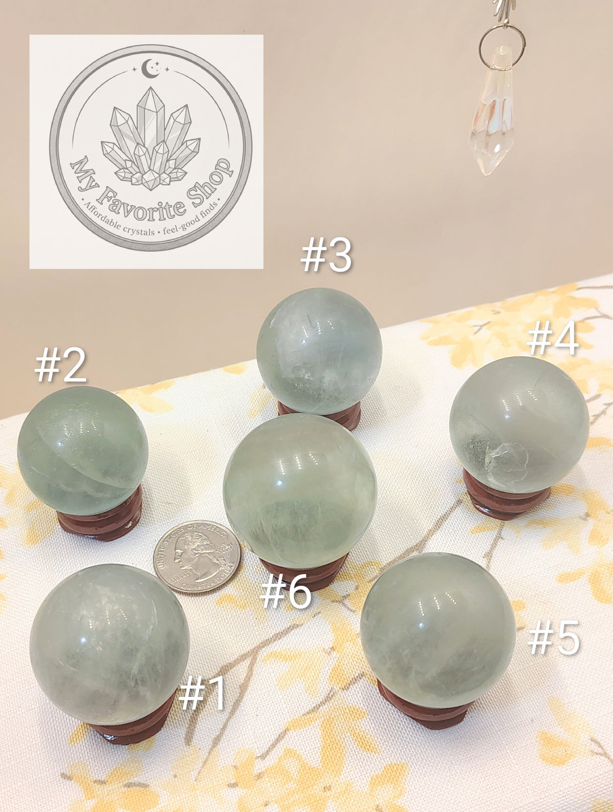 UV-Reactive Seafoam Green Fluorite Spheres