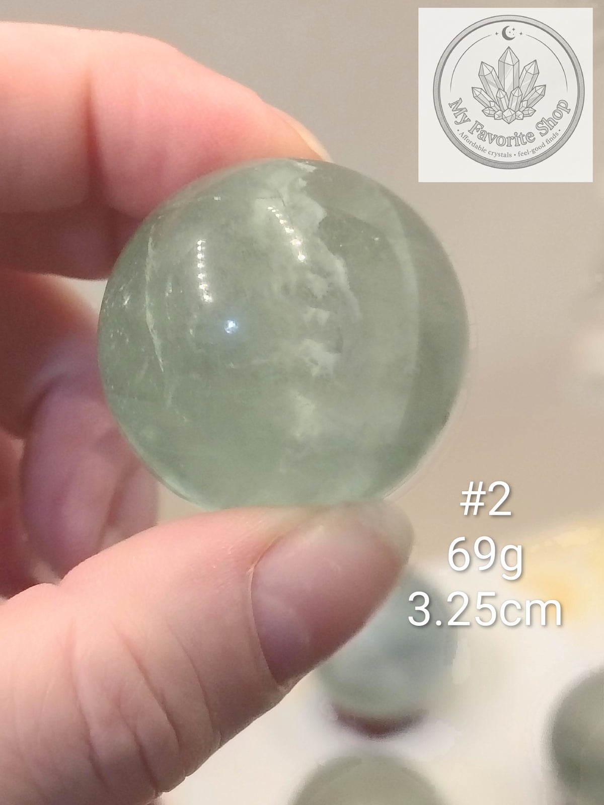 UV-Reactive Seafoam Green Fluorite Spheres