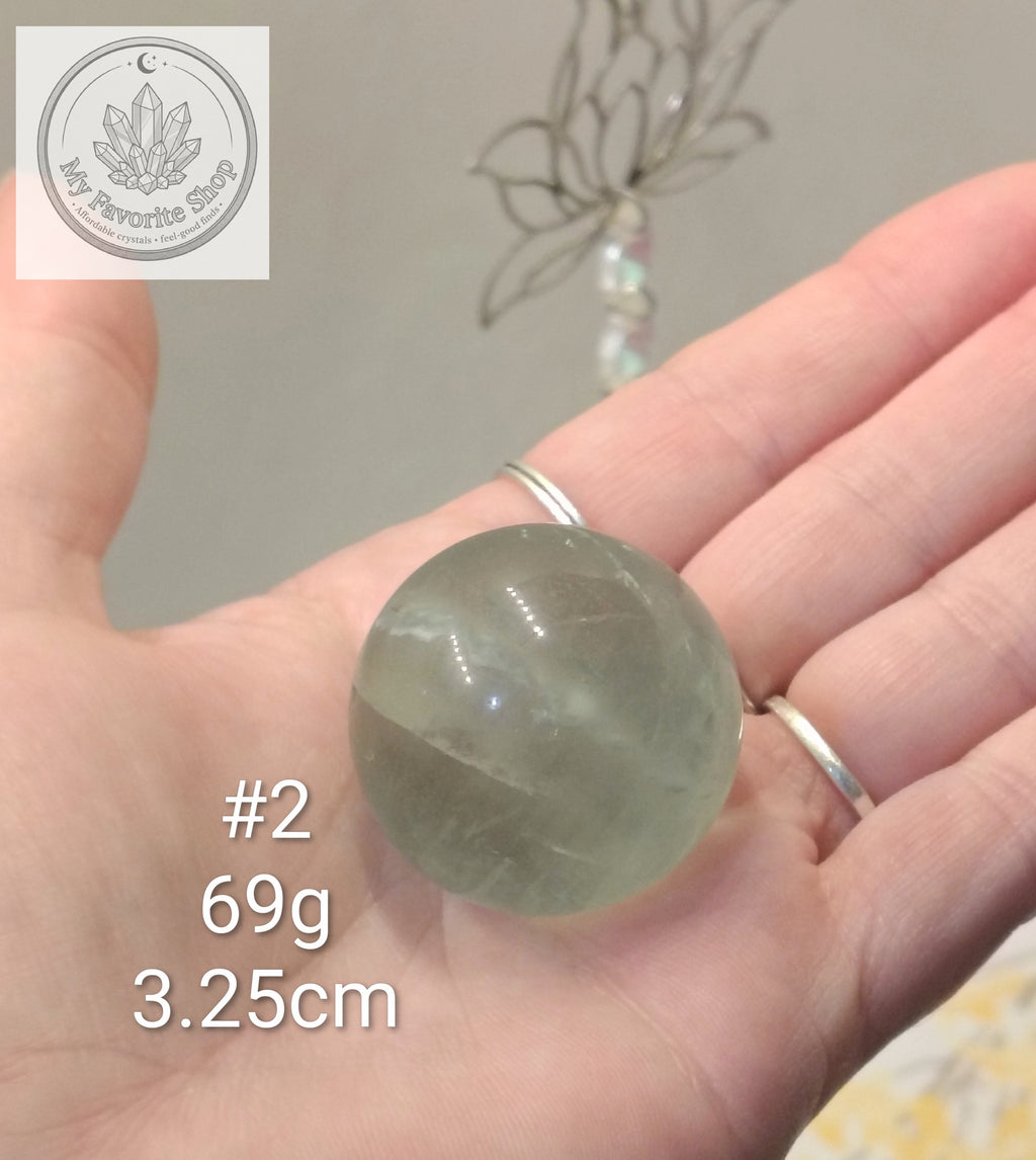 UV-Reactive Seafoam Green Fluorite Spheres