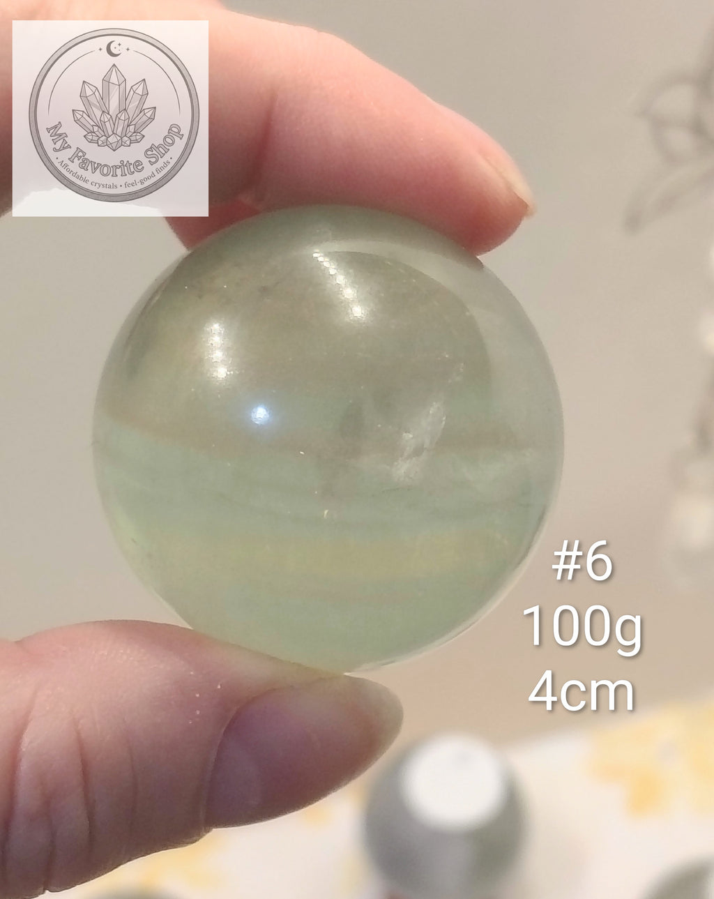 UV-Reactive Seafoam Green Fluorite Spheres