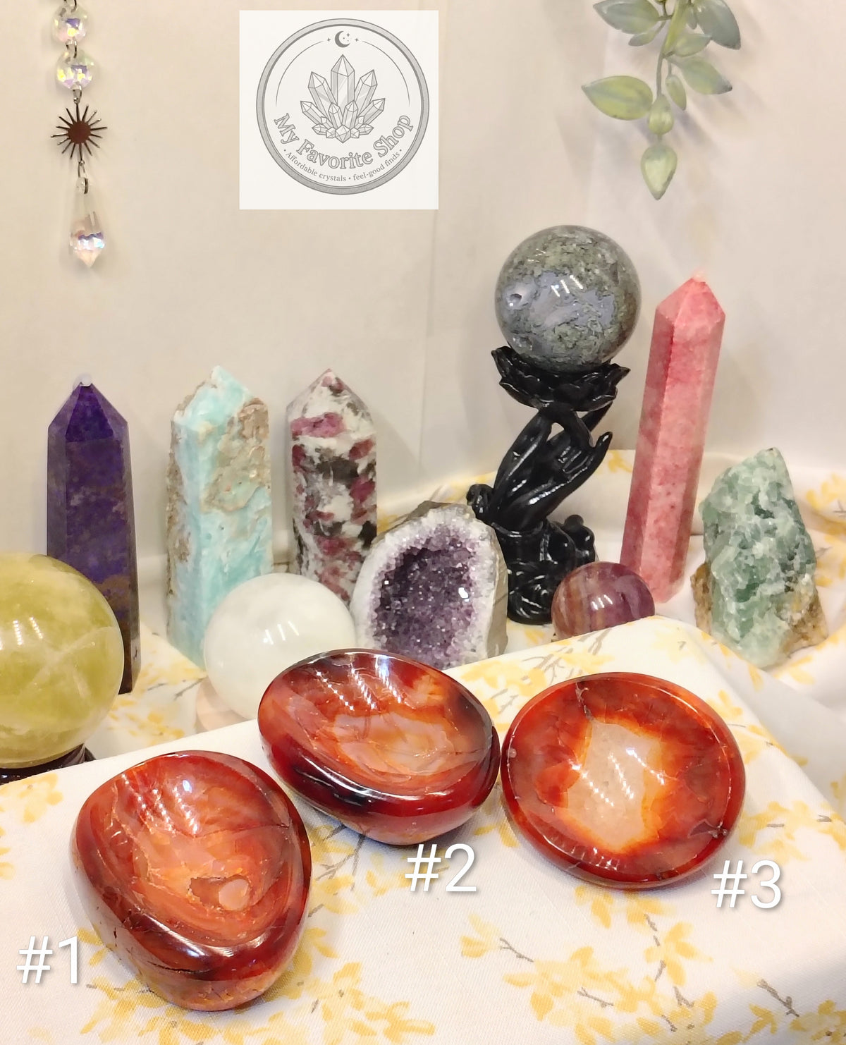 Hand-Carved Natural Carnelian Gemstone Bowls