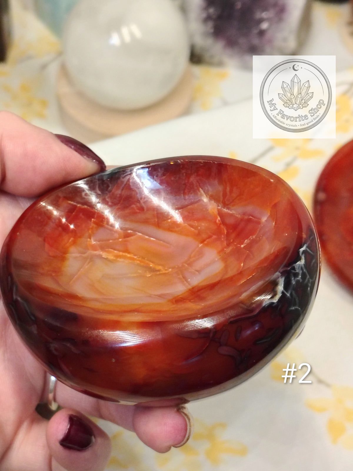 Hand-Carved Natural Carnelian Gemstone Bowls