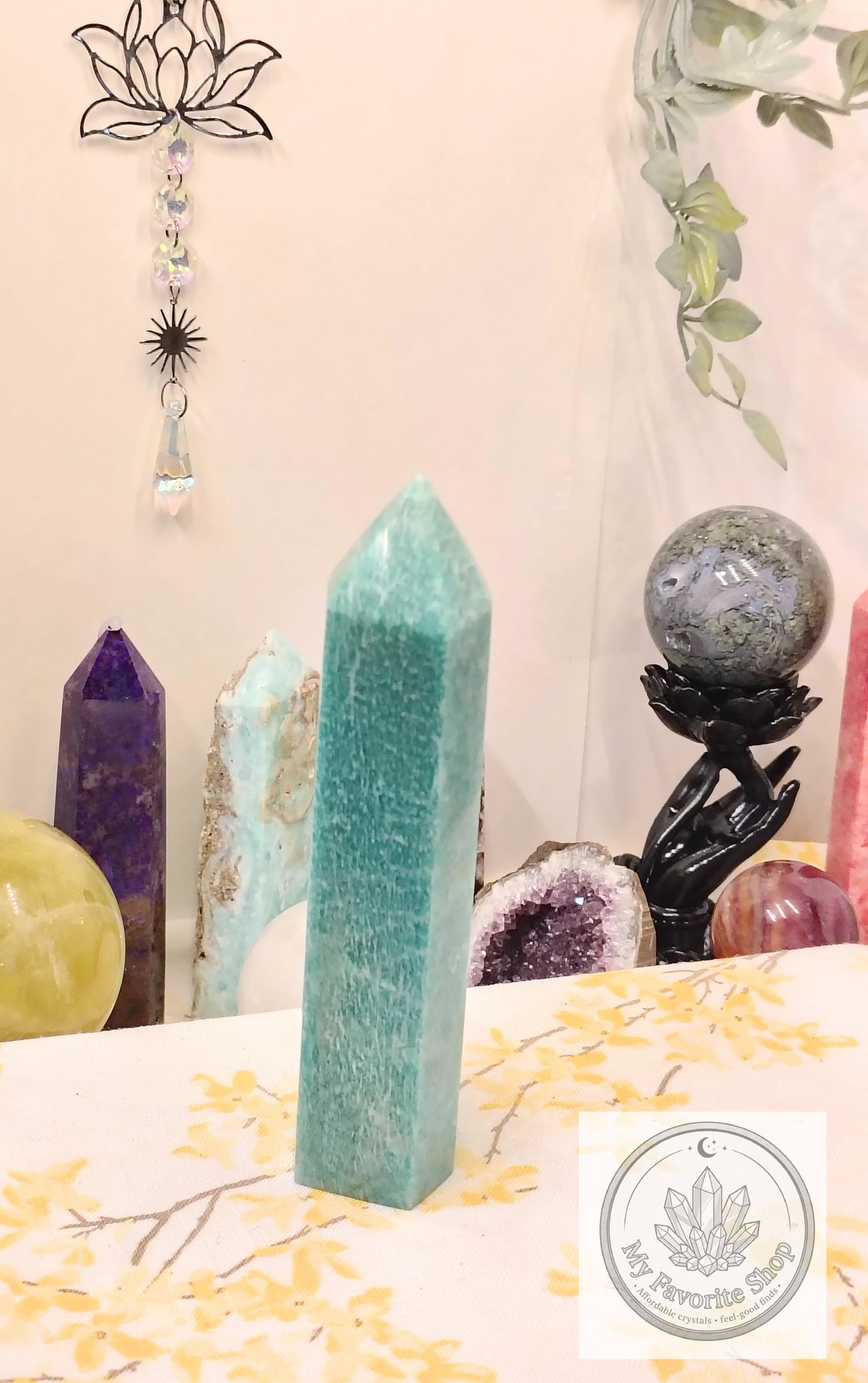 Vibrant Teal Amazonite Crystal Tower