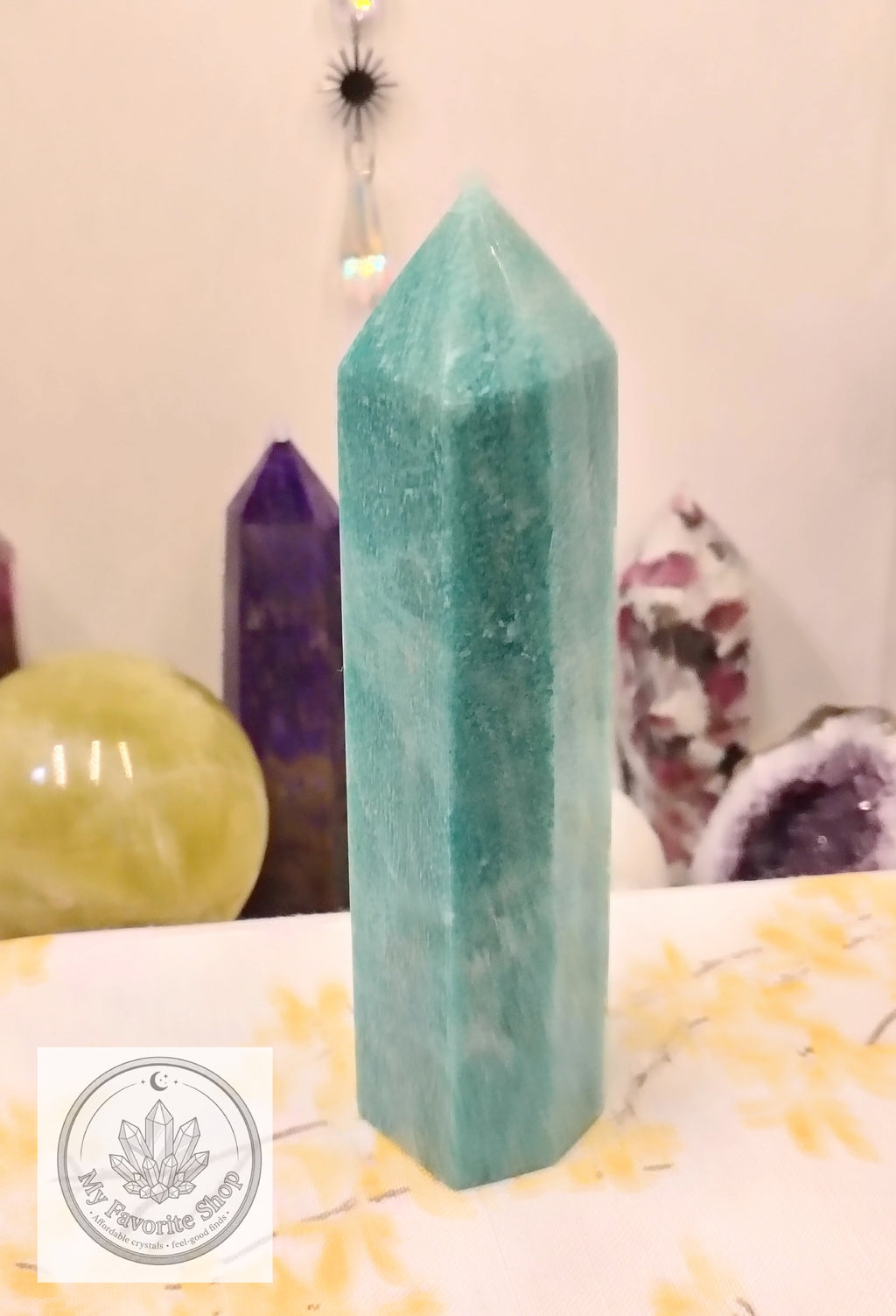 Vibrant Teal Amazonite Crystal Tower