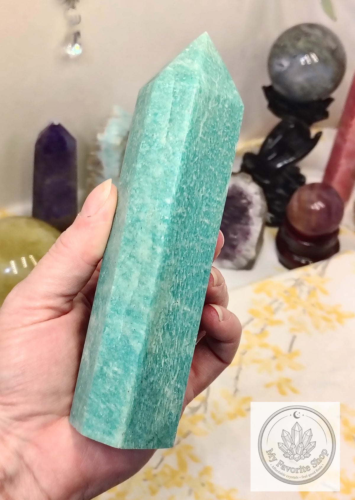 Vibrant Teal Amazonite Crystal Tower