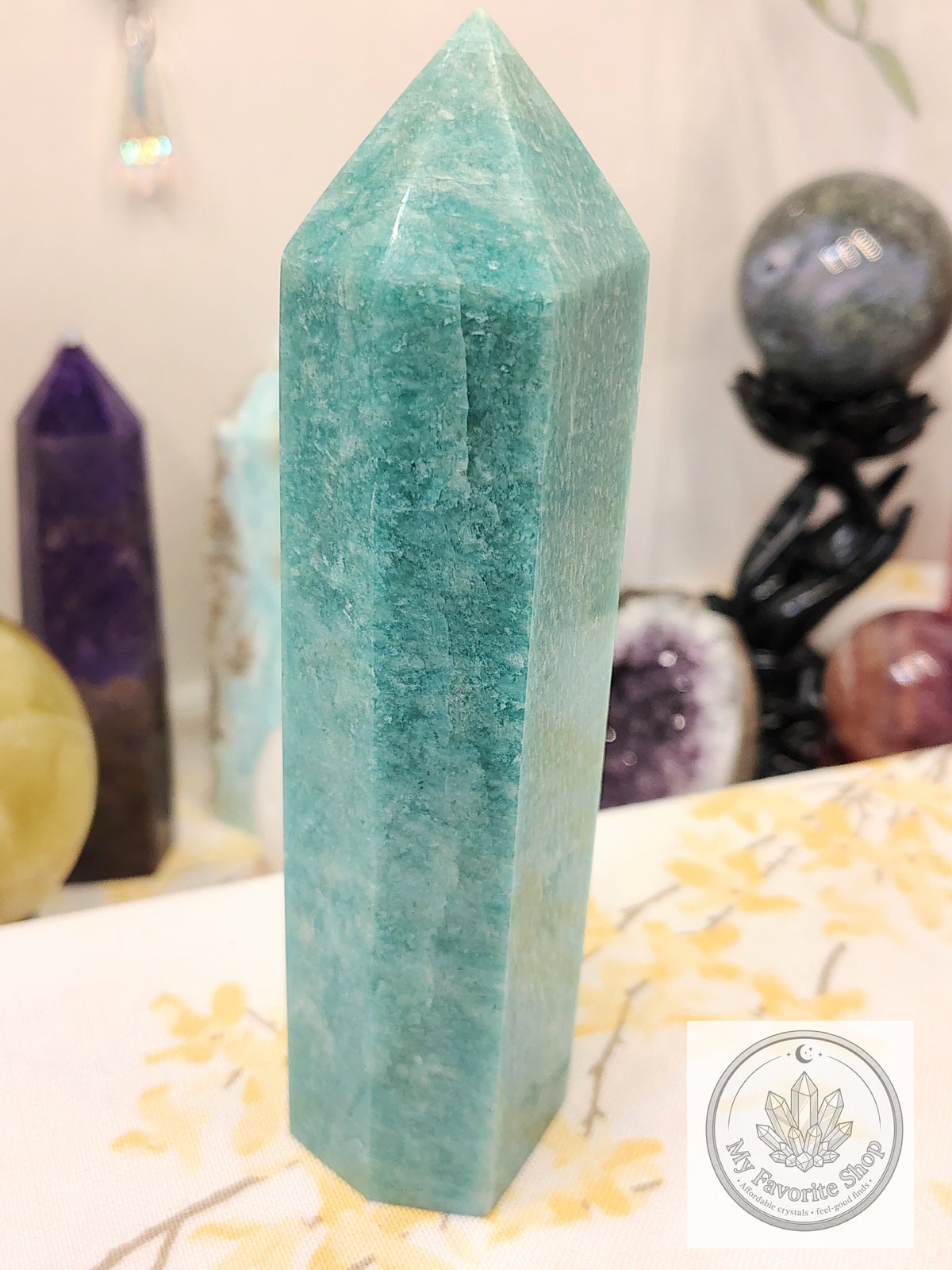 Vibrant Teal Amazonite Crystal Tower