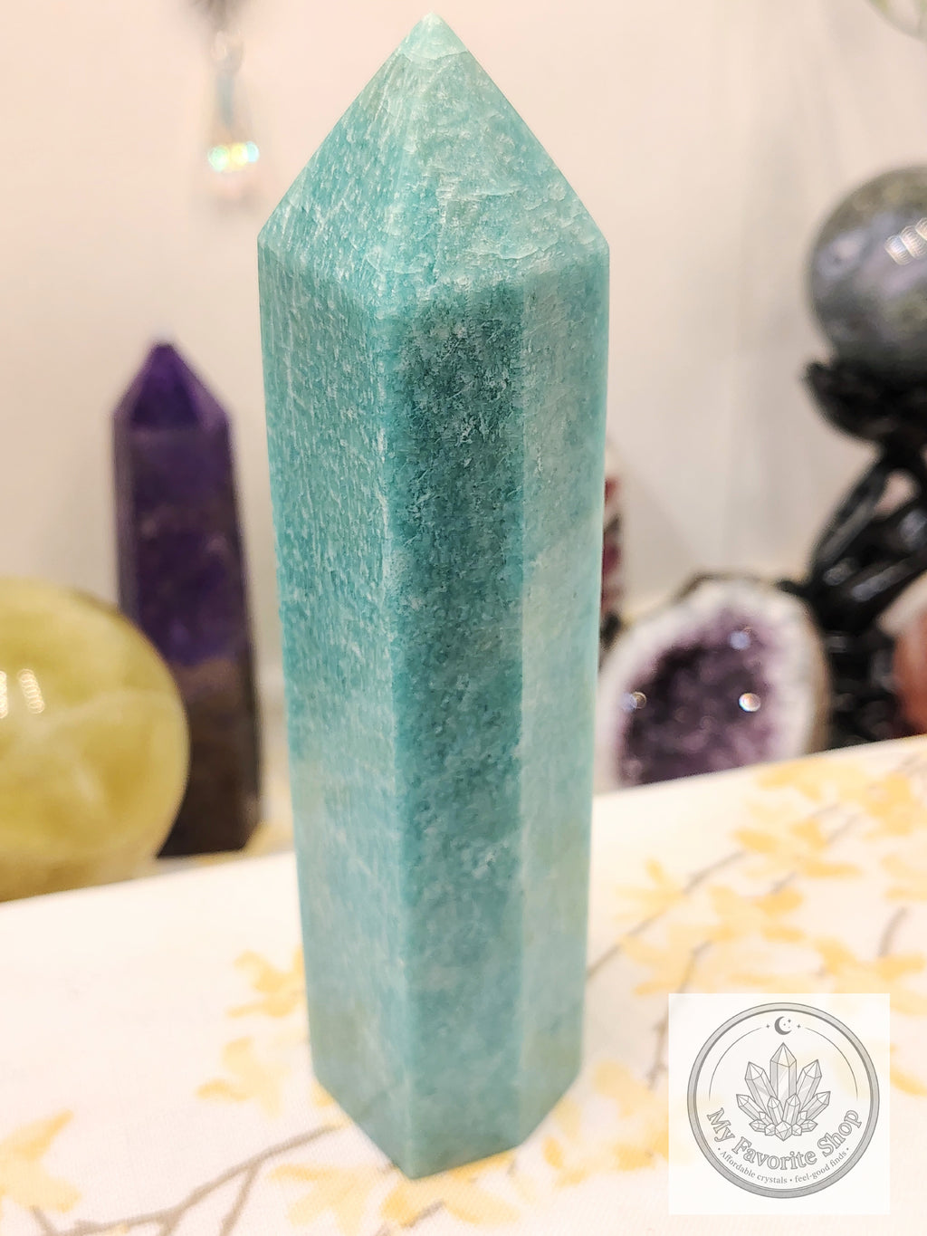 Vibrant Teal Amazonite Crystal Tower