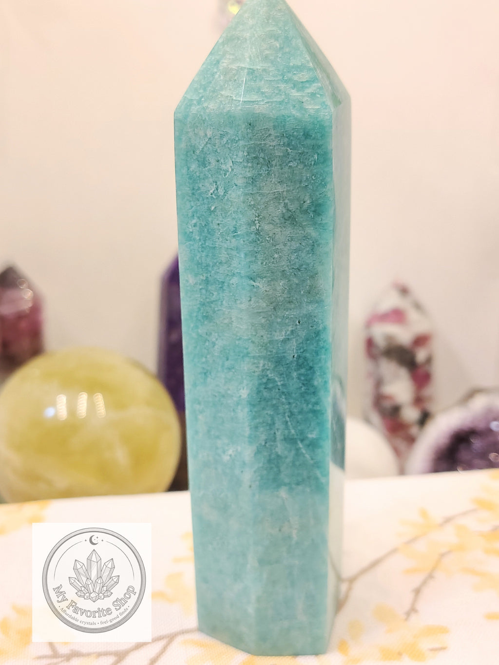 Vibrant Teal Amazonite Crystal Tower