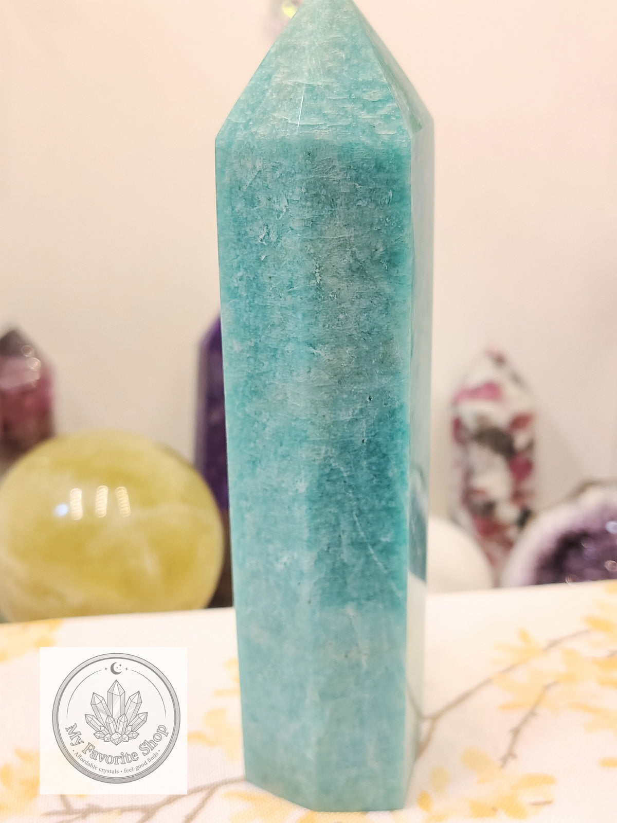 Vibrant Teal Amazonite Crystal Tower
