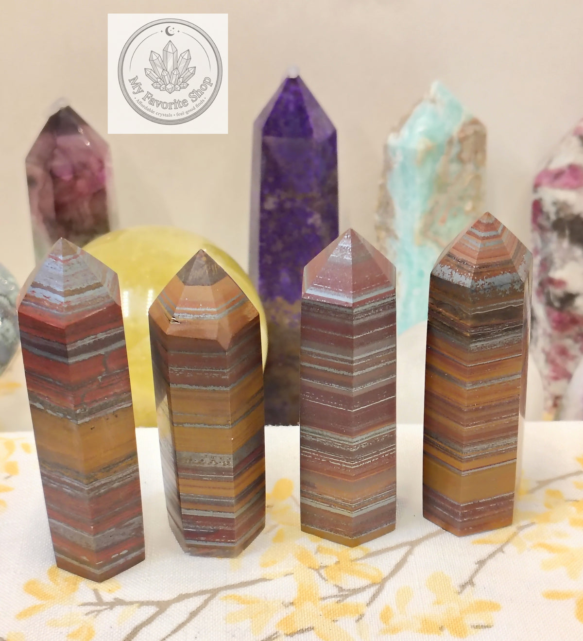 Polished Natural Tiger Iron Crystal Points