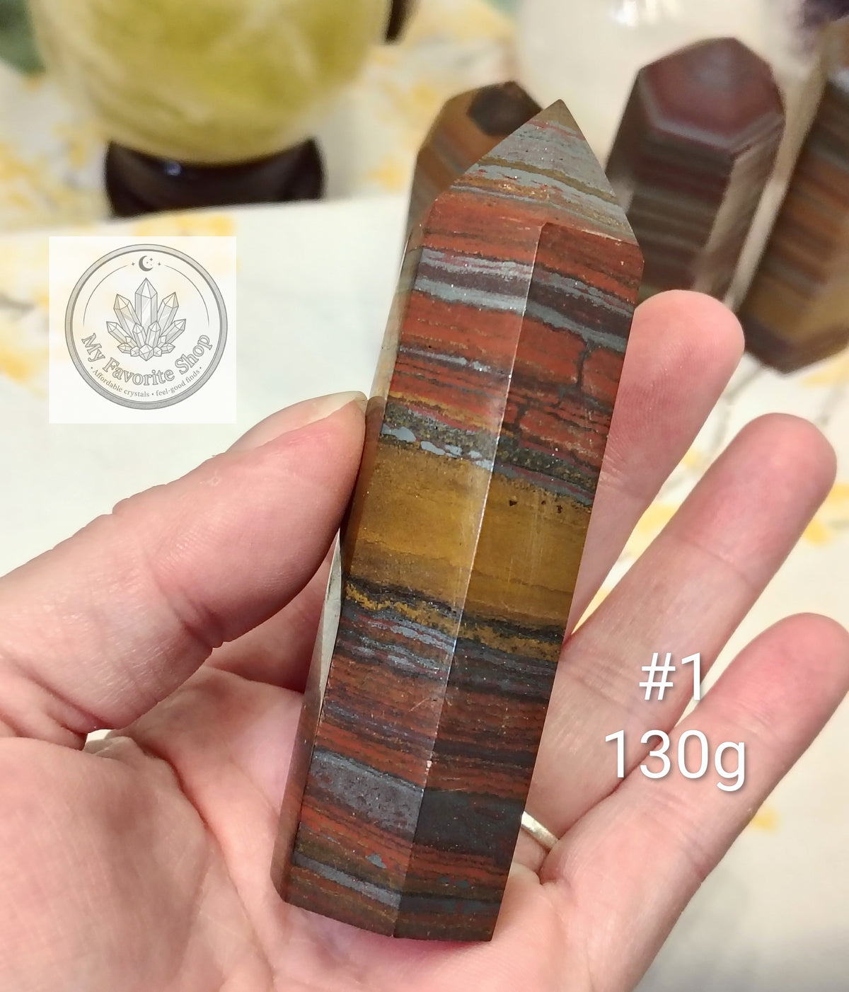 Polished Natural Tiger Iron Crystal Points