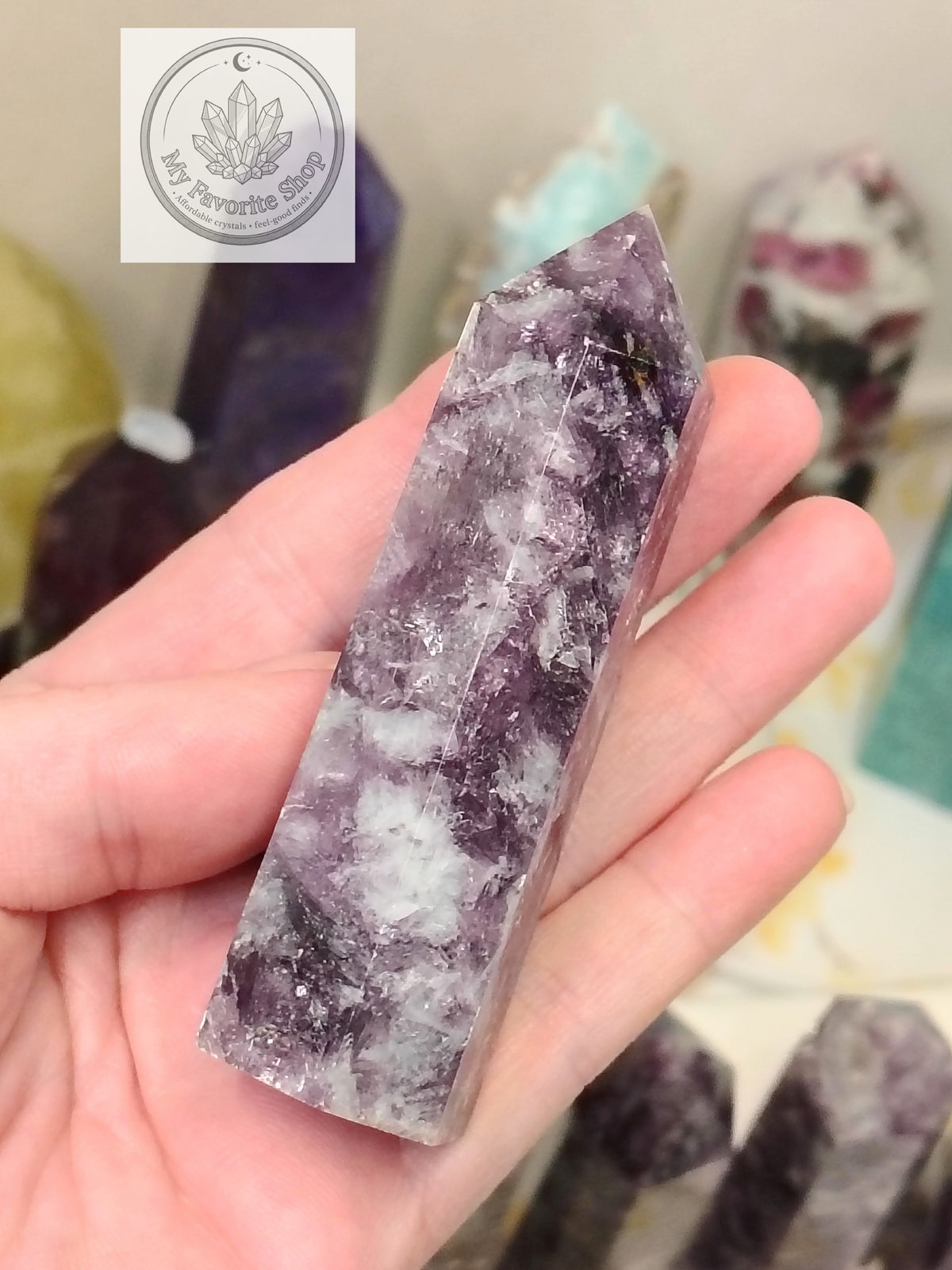 Natural Lepidolite Polished Crystal Towers (~3.5"-4")