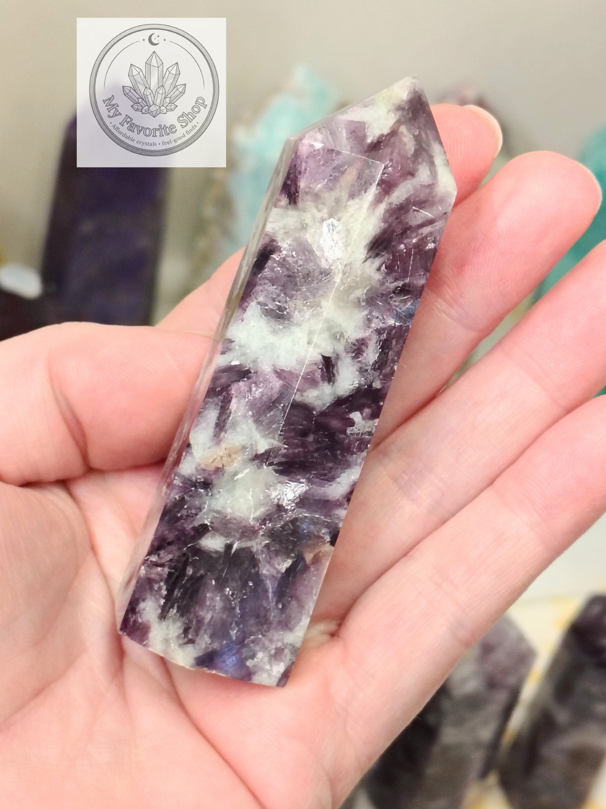 Natural Lepidolite Polished Crystal Towers (~3.5"-4")