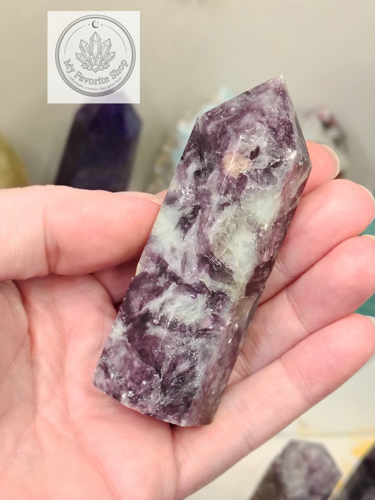Natural Lepidolite Polished Crystal Towers (~3.5"-4")