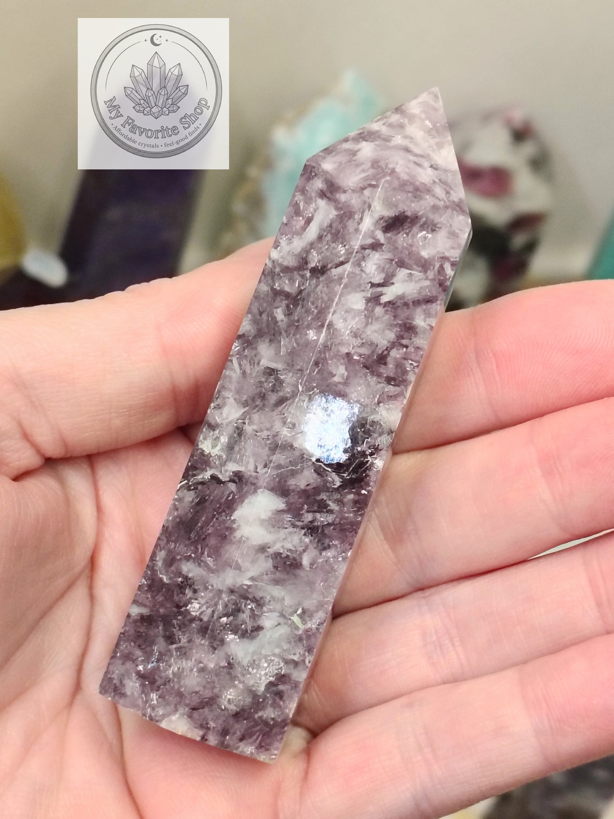 Natural Lepidolite Polished Crystal Towers (~3.5"-4")