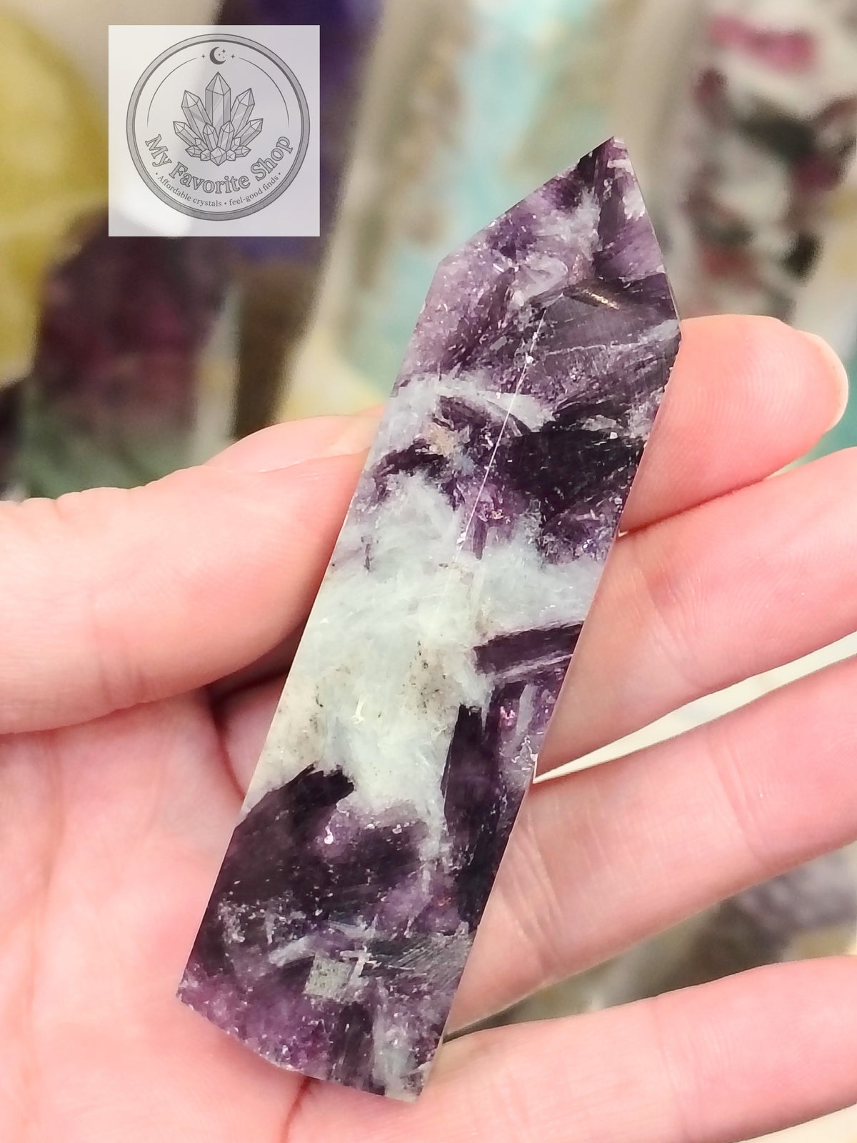 Natural Lepidolite Polished Crystal Towers (~3.5"-4")