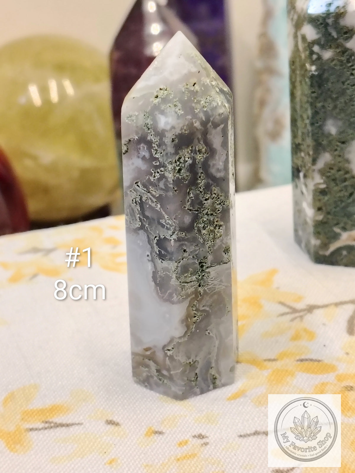 Moss Agate Point | Polished Garden Stone Tower