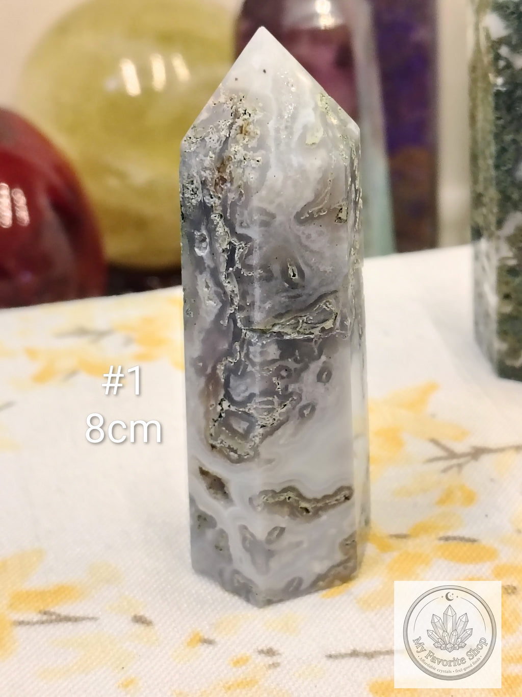 Moss Agate Point | Polished Garden Stone Tower