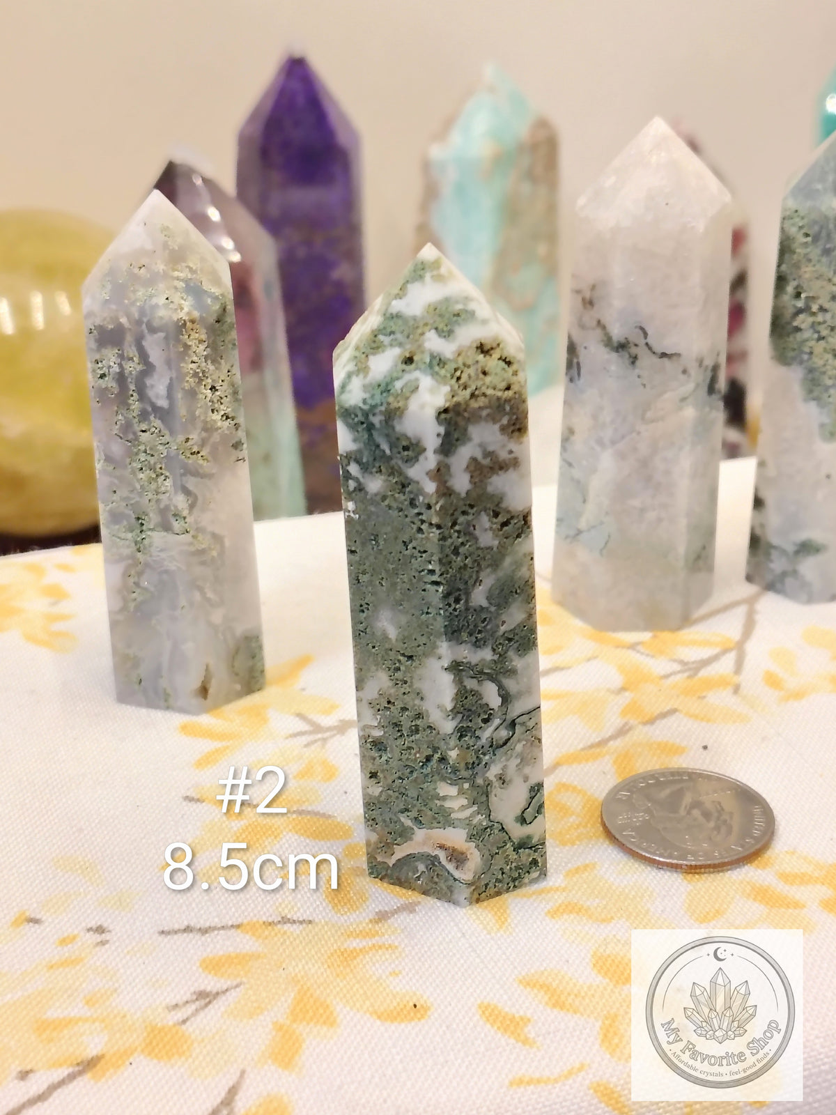 Moss Agate Point | Polished Garden Stone Tower