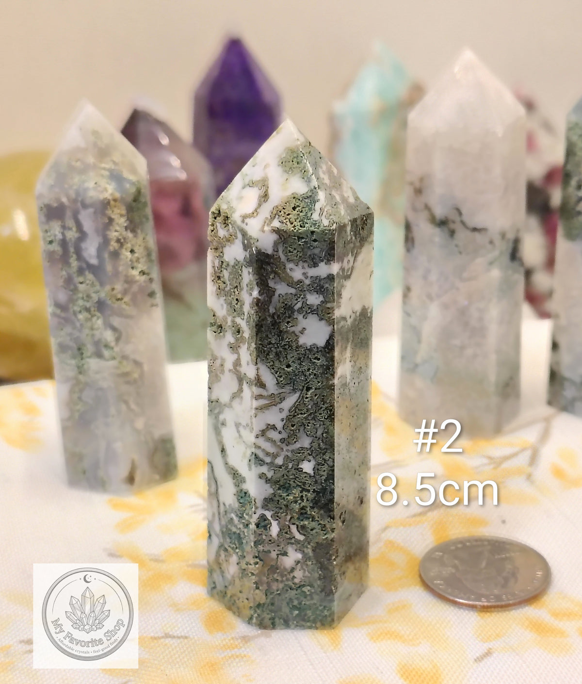 Moss Agate Point | Polished Garden Stone Tower