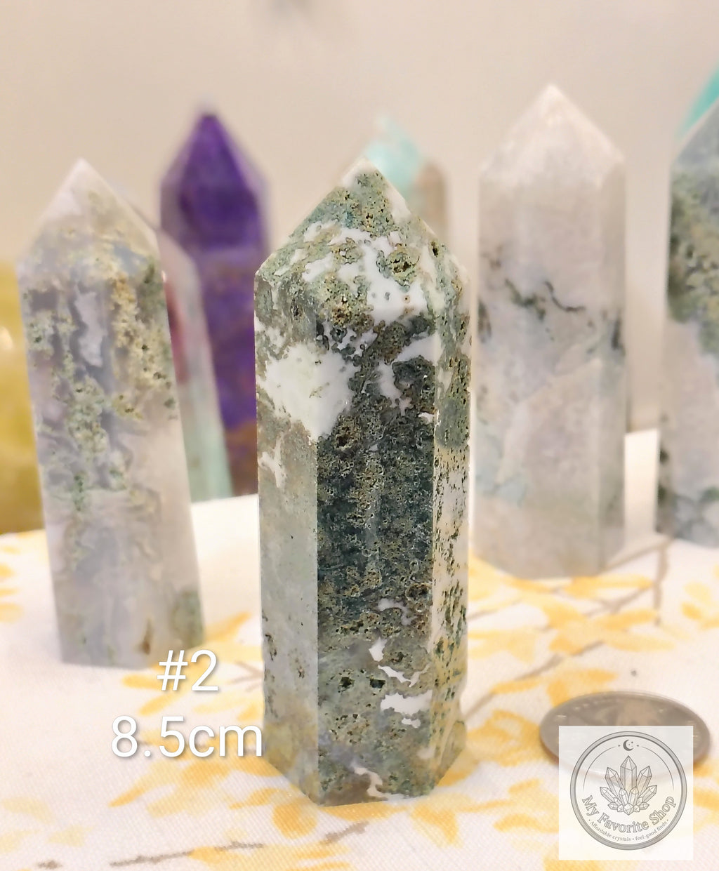 Moss Agate Point | Polished Garden Stone Tower