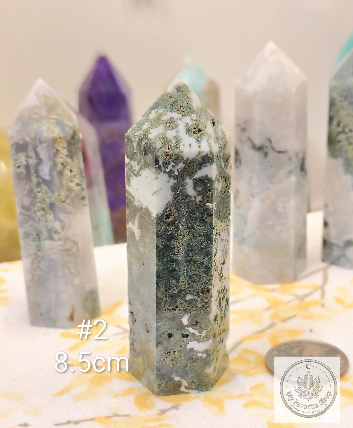 Moss Agate Point | Polished Garden Stone Tower