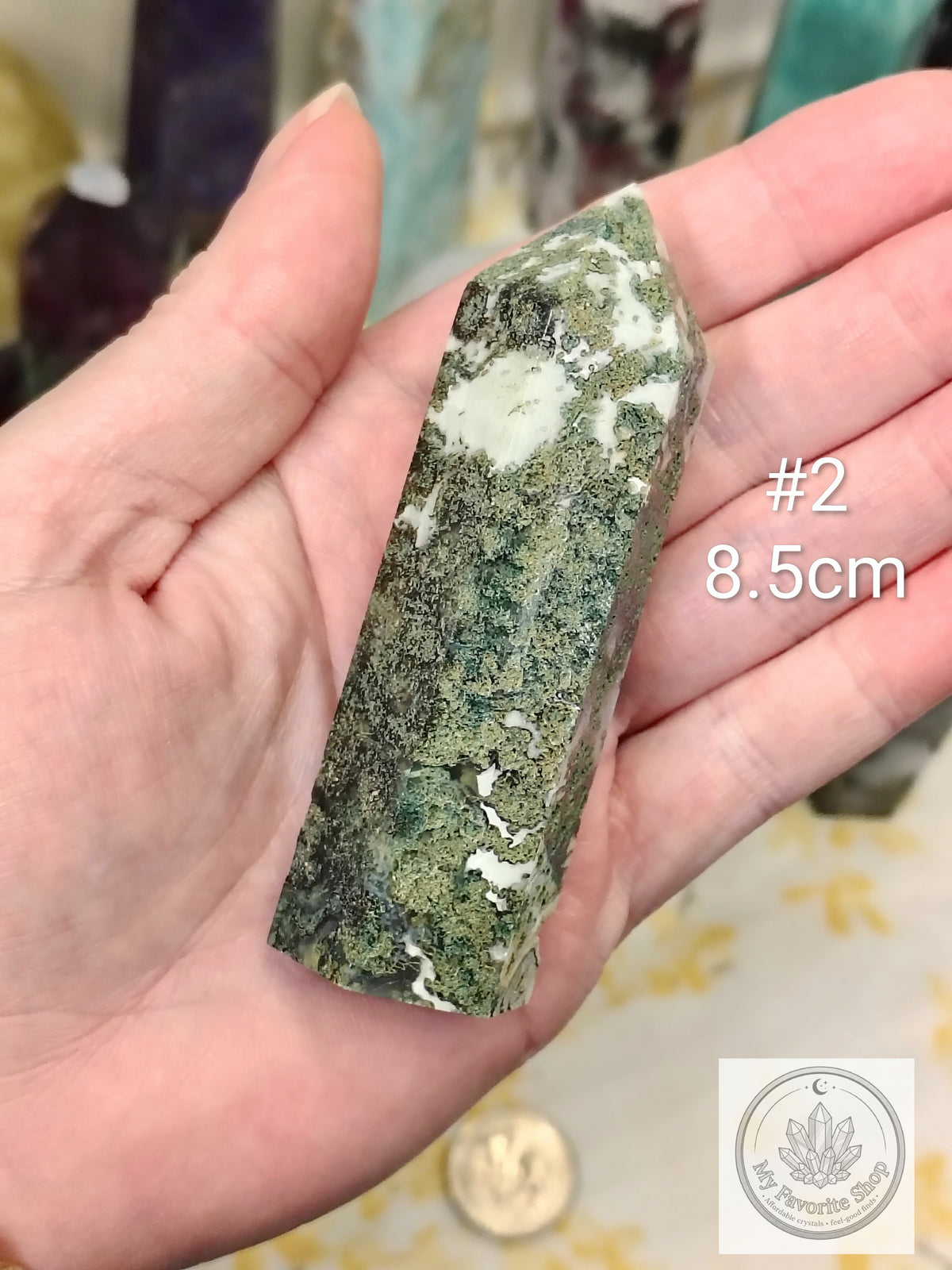 Moss Agate Point | Polished Garden Stone Tower