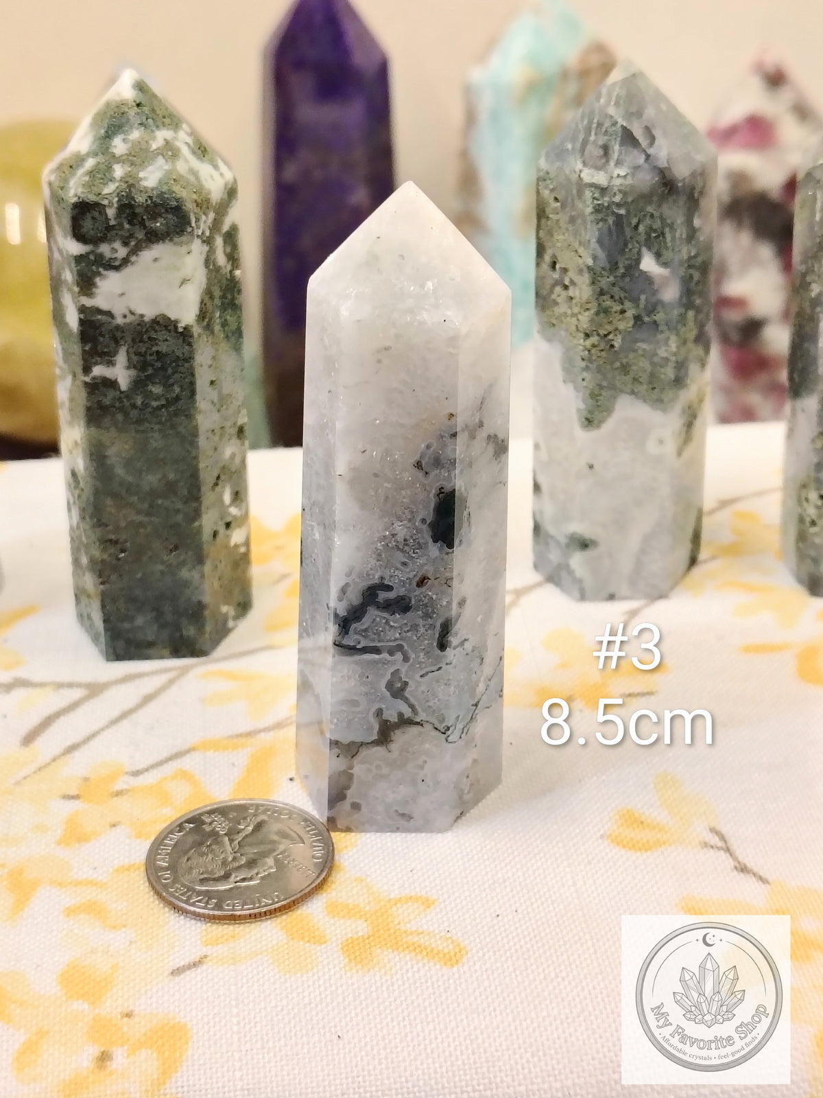 Moss Agate Point | Polished Garden Stone Tower