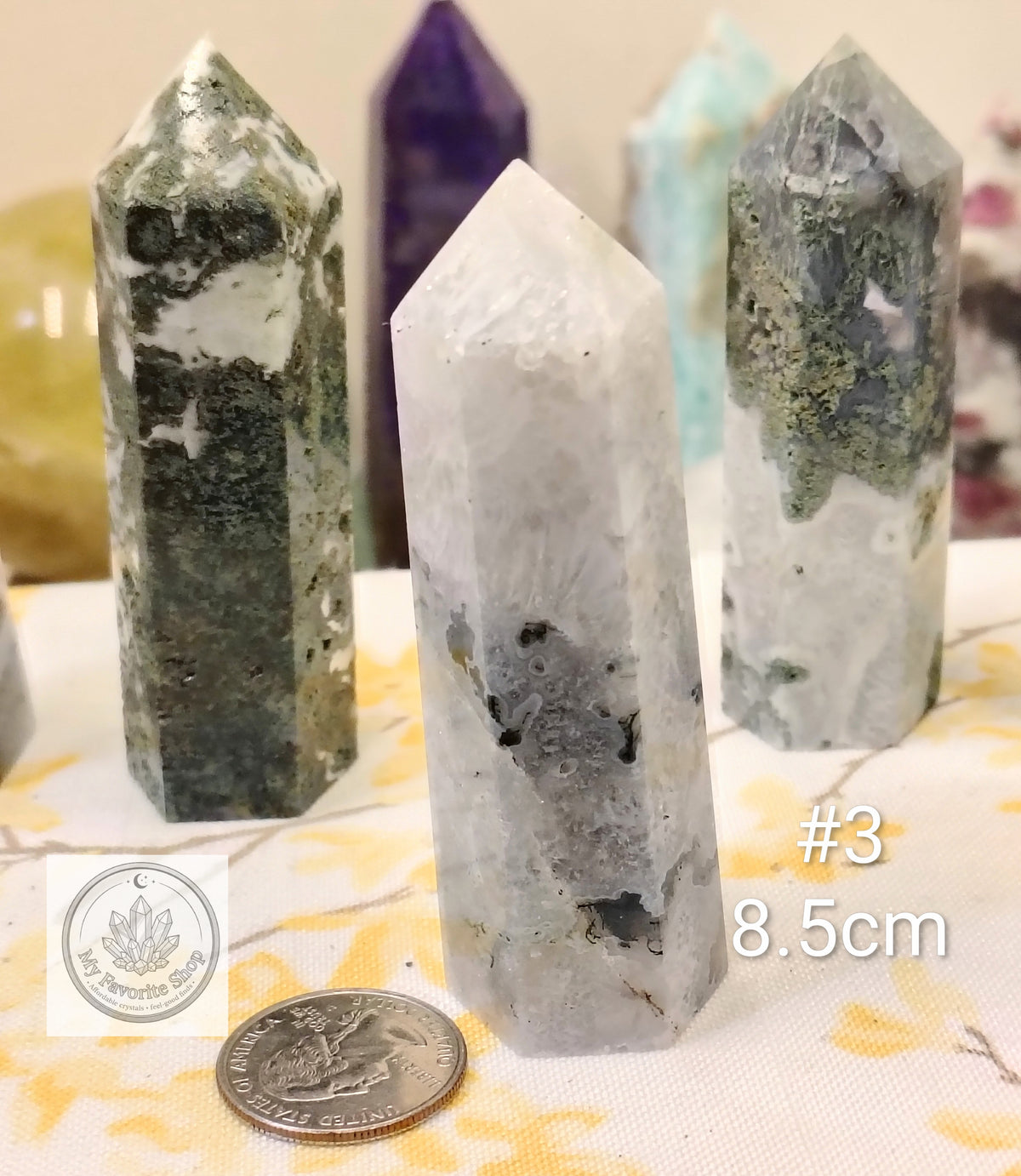 Moss Agate Point | Polished Garden Stone Tower