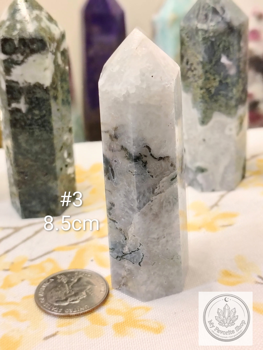 Moss Agate Point | Polished Garden Stone Tower