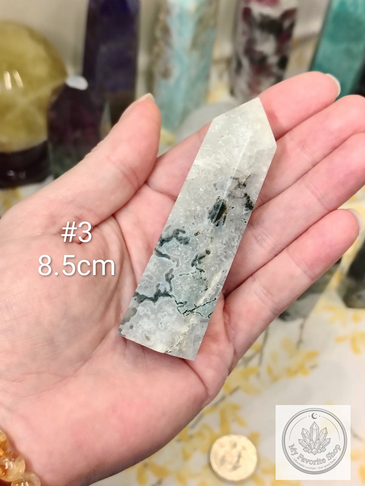 Moss Agate Point | Polished Garden Stone Tower