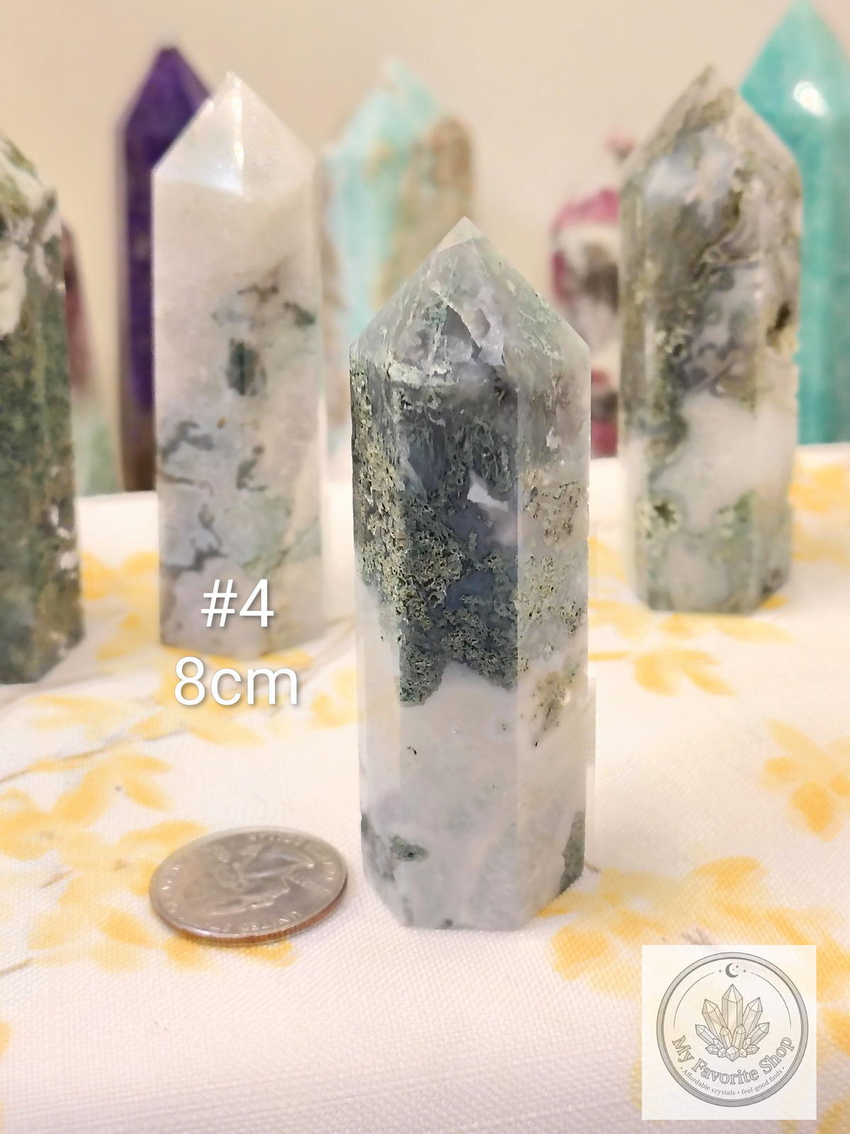 Moss Agate Point | Polished Garden Stone Tower