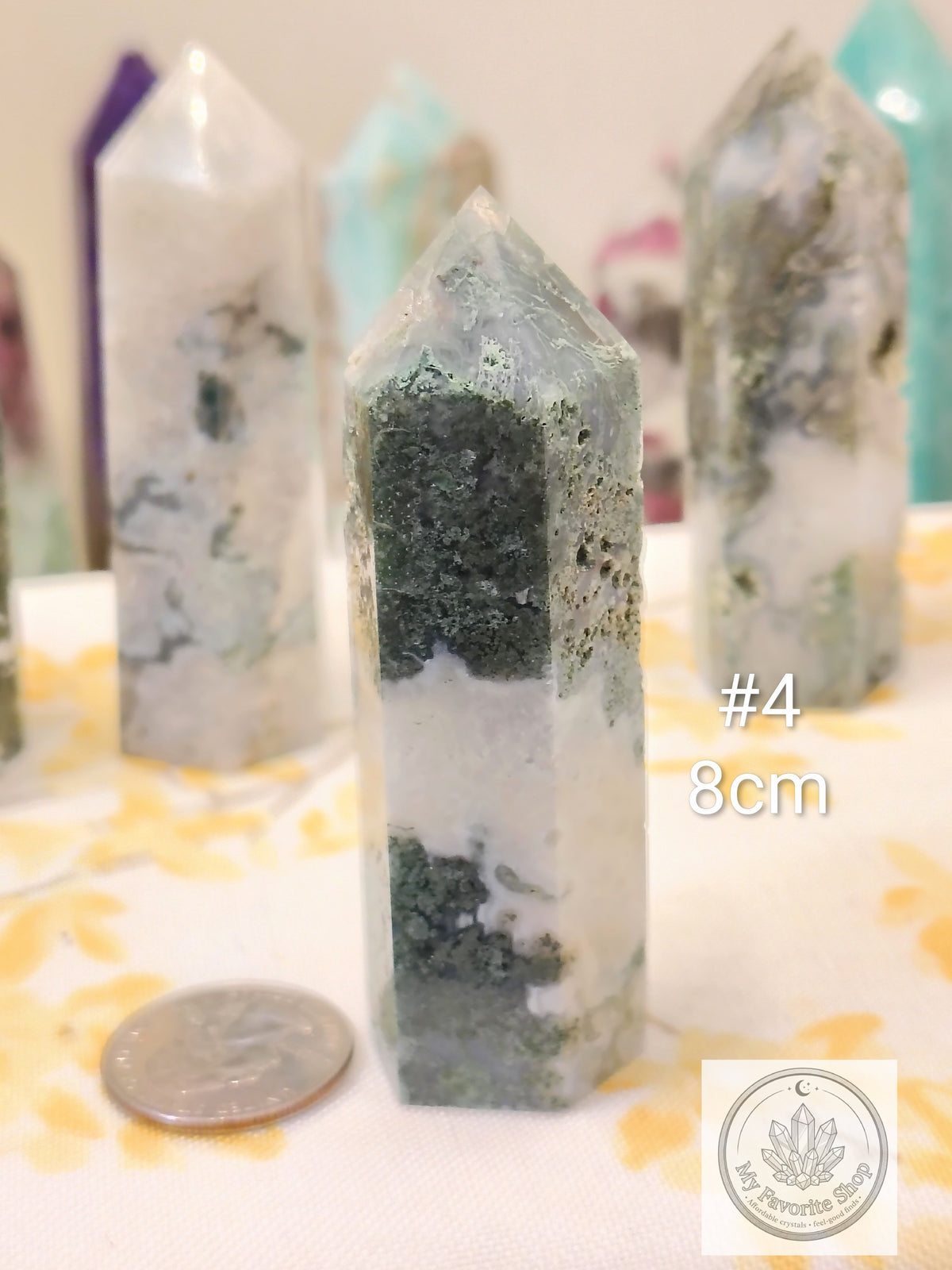 Moss Agate Point | Polished Garden Stone Tower