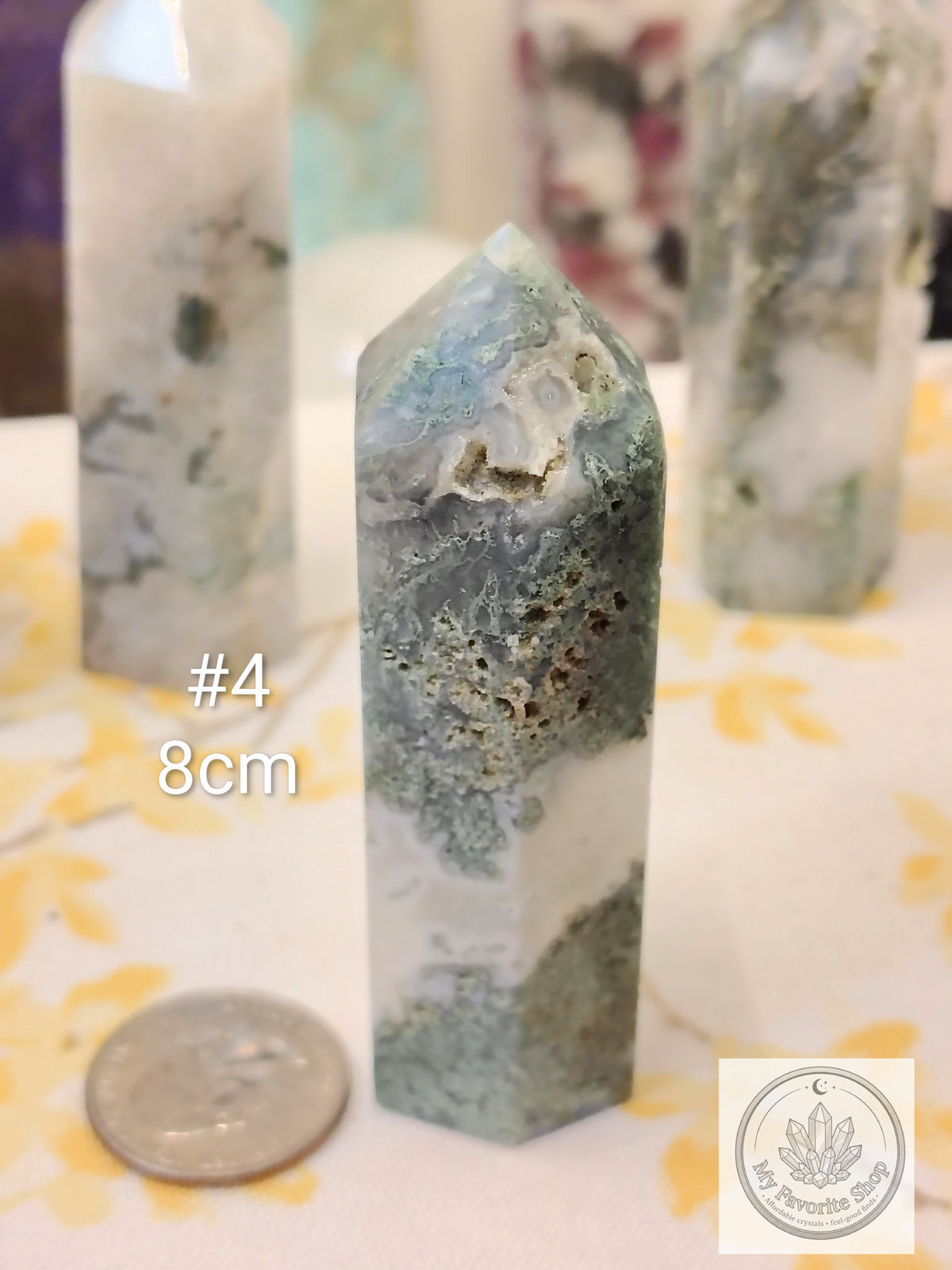 Moss Agate Point | Polished Garden Stone Tower
