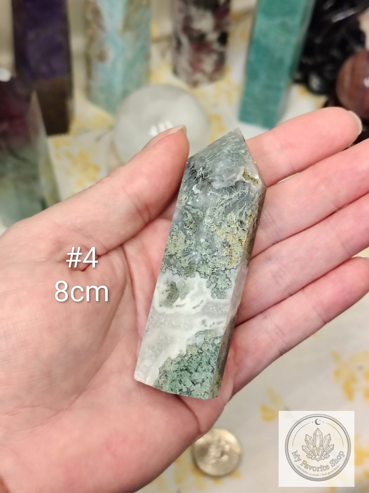 Moss Agate Point | Polished Garden Stone Tower