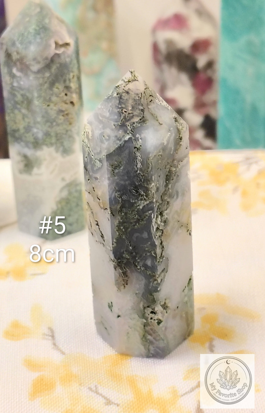 Moss Agate Point | Polished Garden Stone Tower