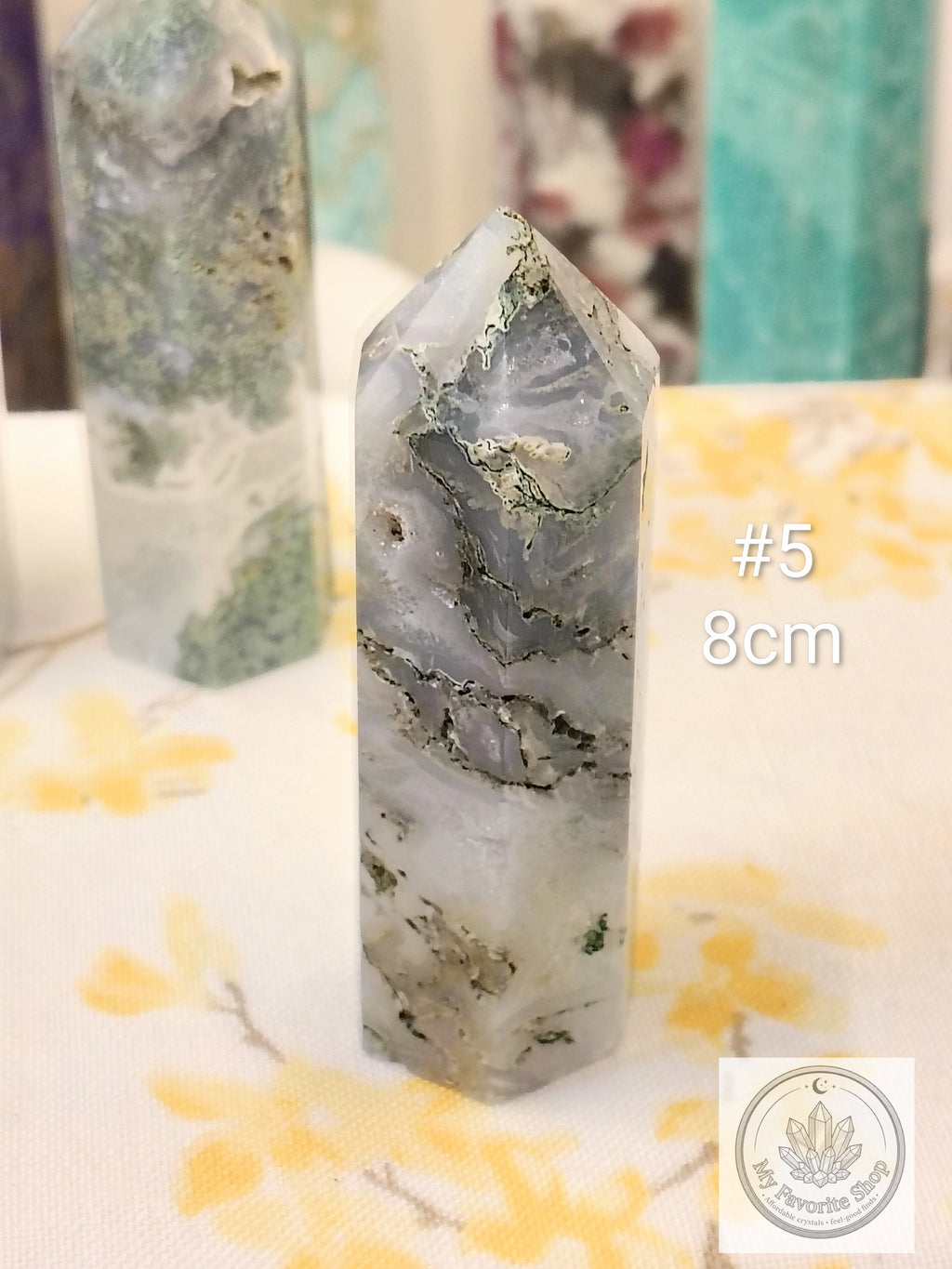 Moss Agate Point | Polished Garden Stone Tower