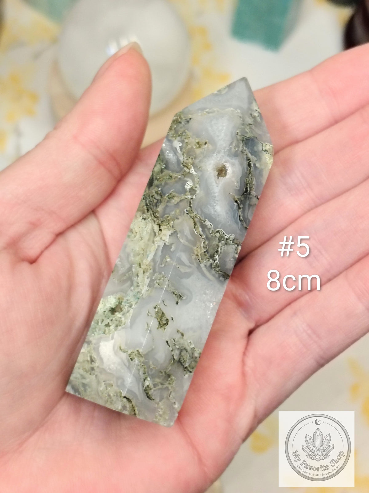 Moss Agate Point | Polished Garden Stone Tower