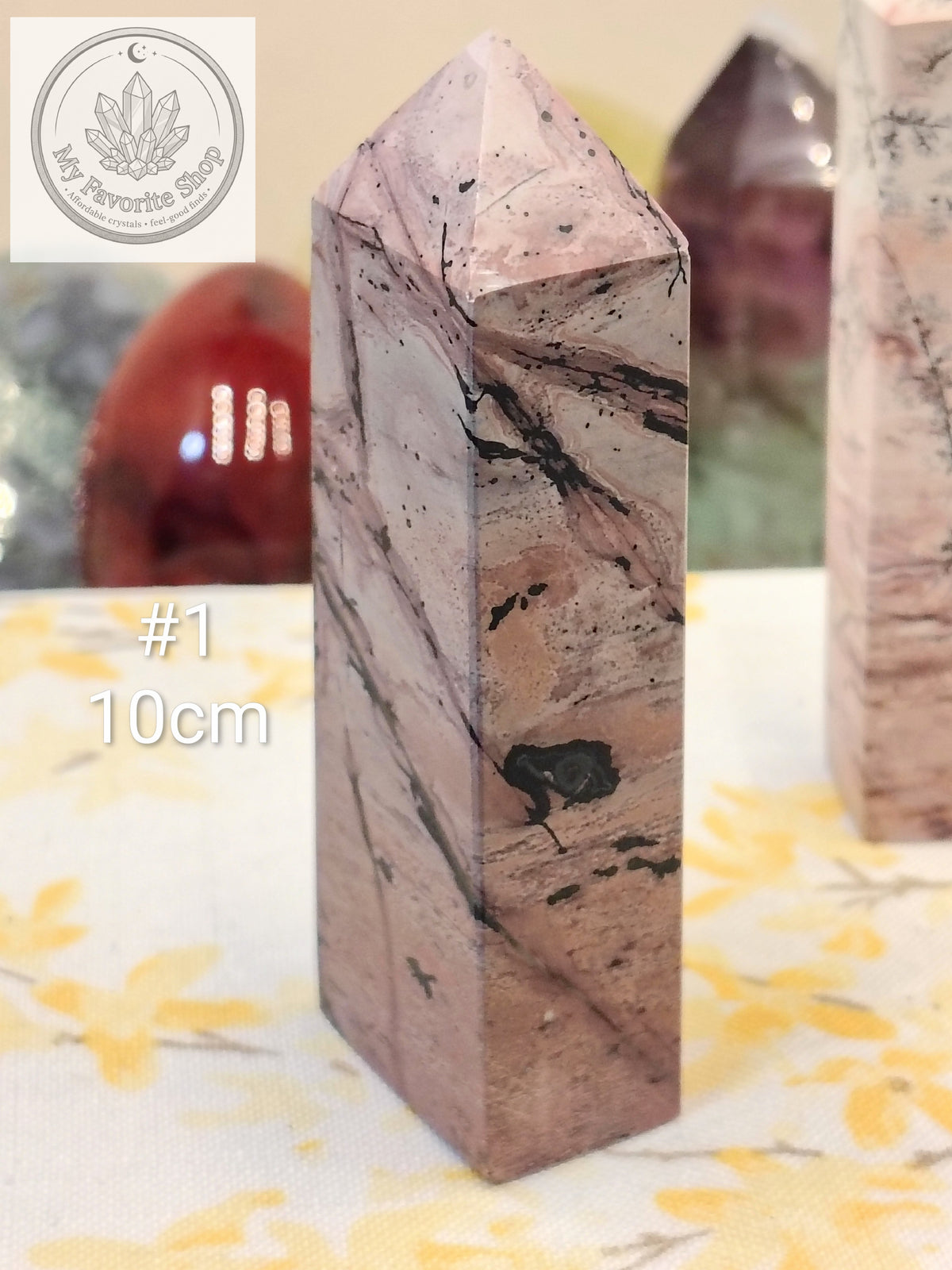 Natural Pink Picture Jasper 4-Sided Mini Crystal Towers